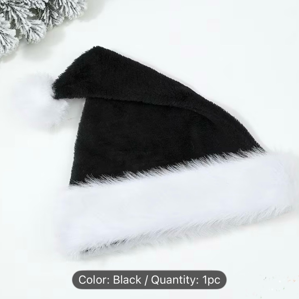 Black Santa Hat with White Faux Fur Trim Women or Kids